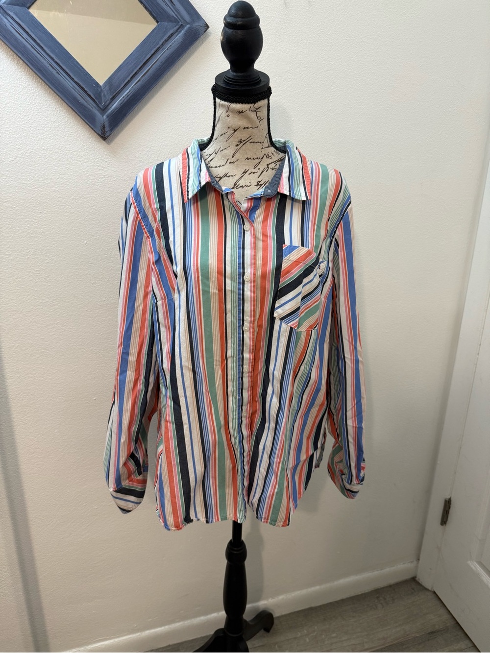 Tommy Hilfiger Multicolor Striped Button-Down Shirt - Blue, White, Red, Green